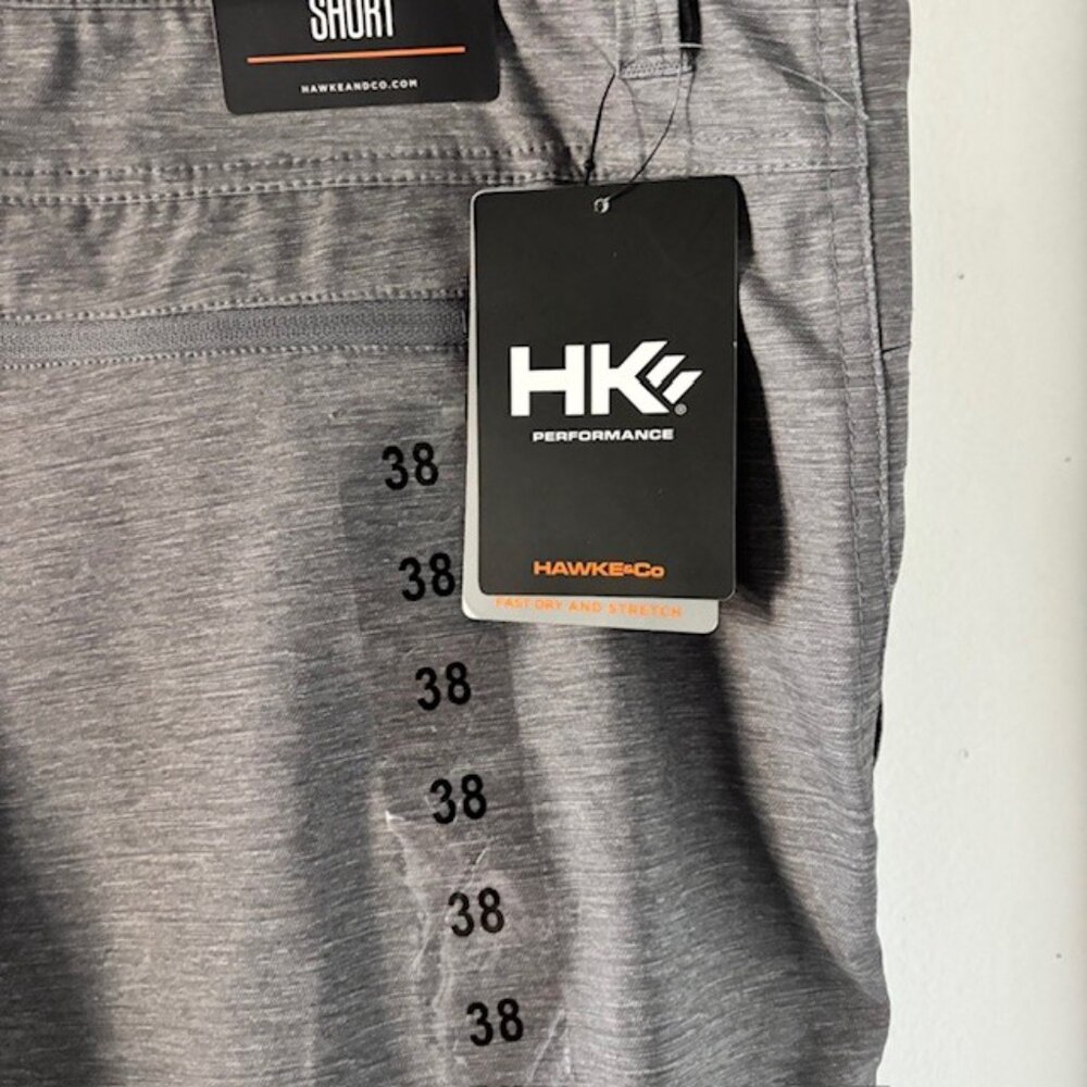 Hawke & Co. Mens Gray Performance Shorts 38 Stretch Golf Casual NWT $50 Preppy